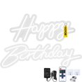thumbnail image 2 of Happy Birthday Neon Sign, 16.5" x 8" + 23" x 8" LED Neon Lights Signs, Adjustable Brightness w/ Remote Control and Power Adapter, Reusable for Party, Club, Celebration and Decoration White, 2 of 7