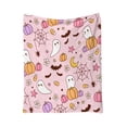 thumbnail image 2 of Cute Halloween Flannel Fleece Blanket – Pink Soft Throw with Ghosts, Pumpkins & Bats Print, Cozy Lightweight Bedding for Couch, Sofa & Autumn Decor, 2 of 7