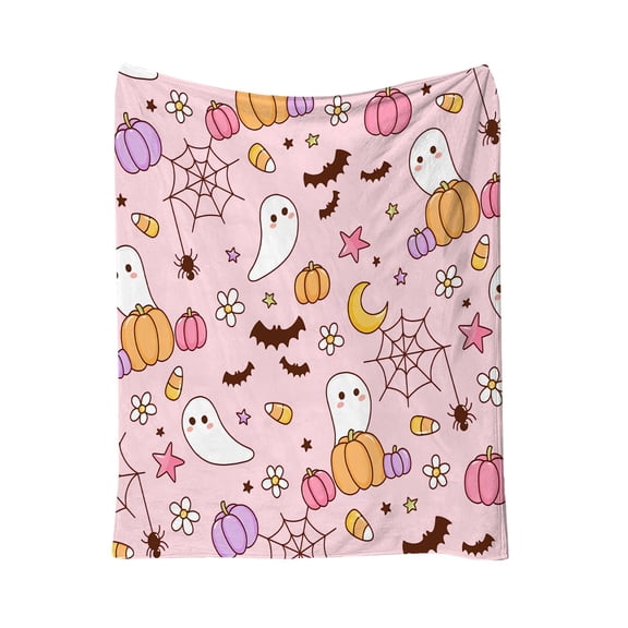 Yhmxh Halloween Throw Blankets, Soft Ghost Throw Blanket Cute Funny Spooky Blanket, Cozy & Warm Halloween Decor Plush Fuzzy Reversible Blankets for Bed Sofa Couch Livingroom Chair Car Travel
