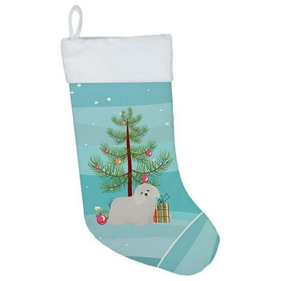 Caroline's Treasures Coton de Tulear Multi-color Christmas Stocking, with Soft Suede Fabric 18"
