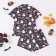 thumbnail image 3 of Gaexia Silk Pajamas Women Pumpkin Satin Pajama Set Print Short Sleeve Sleepwear Button Down Pjs Shorts Set Loungewear Sleepwear Button Down 2 Piece Pjs Shorts Set, 3 of 8