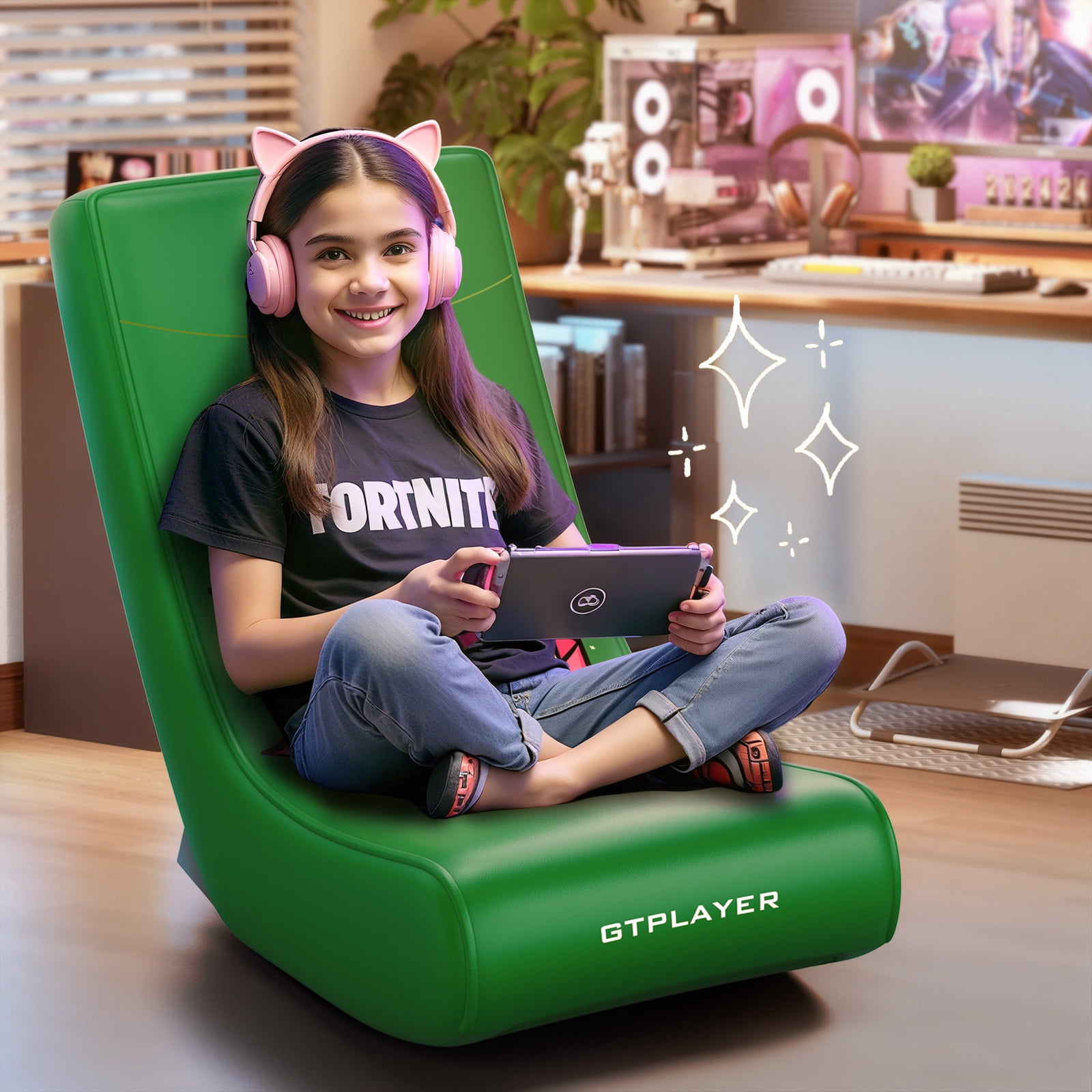 GTPLAYER Floor Rocker Gaming Chair，Green