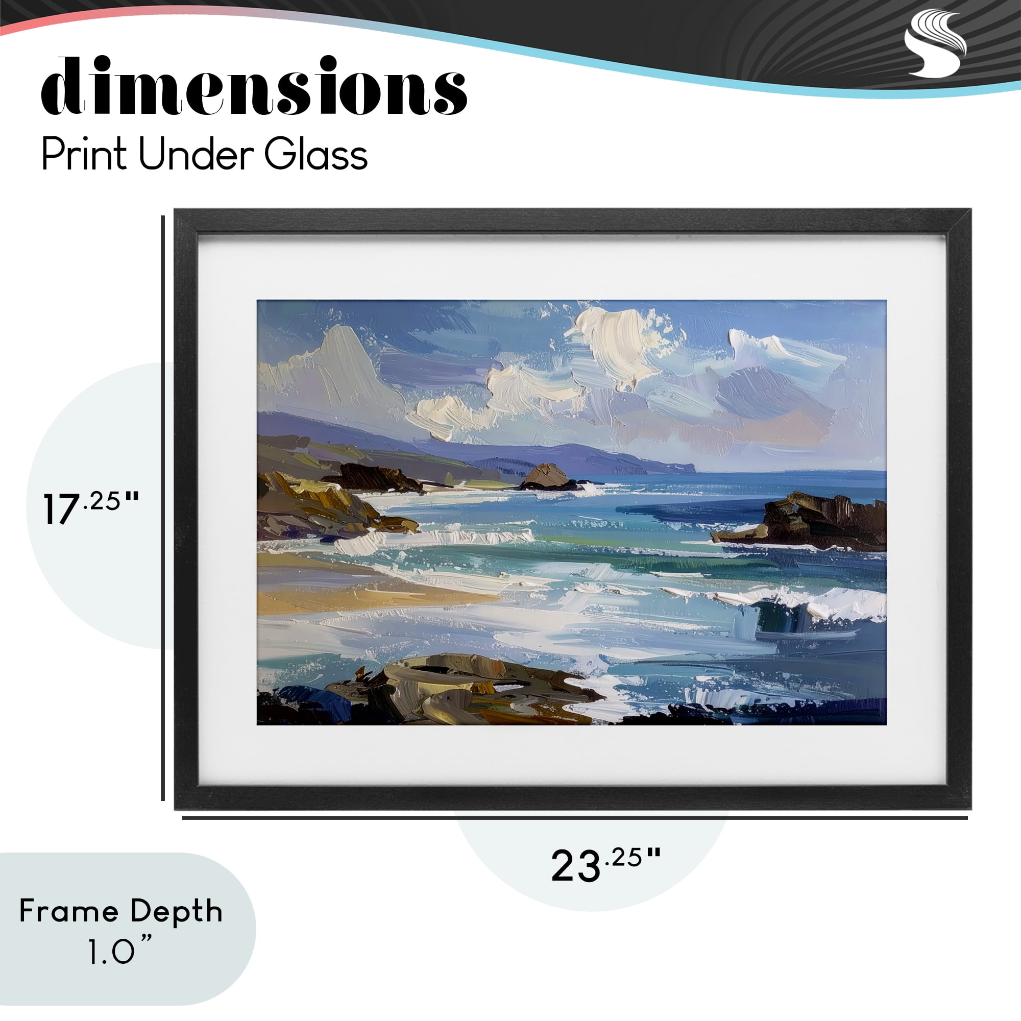 Stupell Industries From Sky To Sea Black Framed Print Under Glass, design by Alonza Saunders