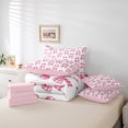 thumbnail image 5 of Manfei Princess Dreamy Bow Bedding Comforter Set 7pcs for Kid, Cartoon Pink Cherry Queen Bedding Sets, Kawaii Buffalo Bow Reversible Queen Sheet Sets, Breathable Home Decor, 5 of 7
