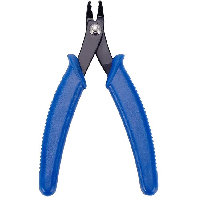 Herramienta de joyería, alicates para cuentas (13,5 cm, azul), alicates de gancho con mango de PVC, alicates de punta puntiaguda para reparación de líneas, alicates de bricolaje