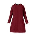 thumbnail image 3 of Cethrio Girls Sweater Dresses, Casual Knitted Crew Neck Stretchy Fall Winter Dresses Wine Size 9-10 T, 3 of 6