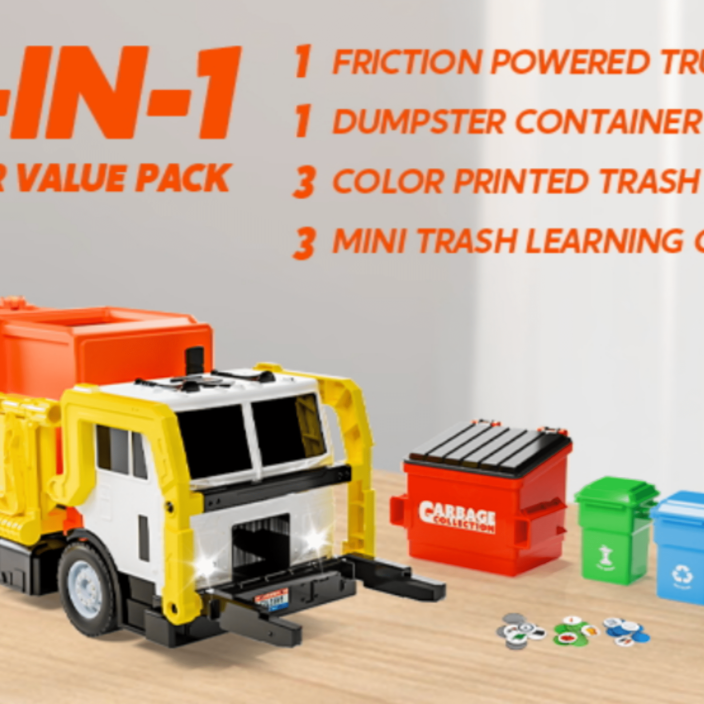 Joyfy 16" Lights and Sounds Large Garbage Truck Toys for Boys, Realistic Trash Truck Toy with Trash Can Lifter and Dumping Function, Toy Truck Christmas Girthday Gift for Boy Age 2 3 4 5 Years Old