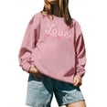 thumbnail image 3 of QAFOPEH Women Love Peach Heart Printed Crew Neck Long Sleeve Sweatshirt, 3 of 7