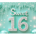 thumbnail image 4 of Gemstone Studded Sweet 16 Birthday Banner Ice Theme Celebration Sign for Teenage Party Event Decoration, 4 of 8