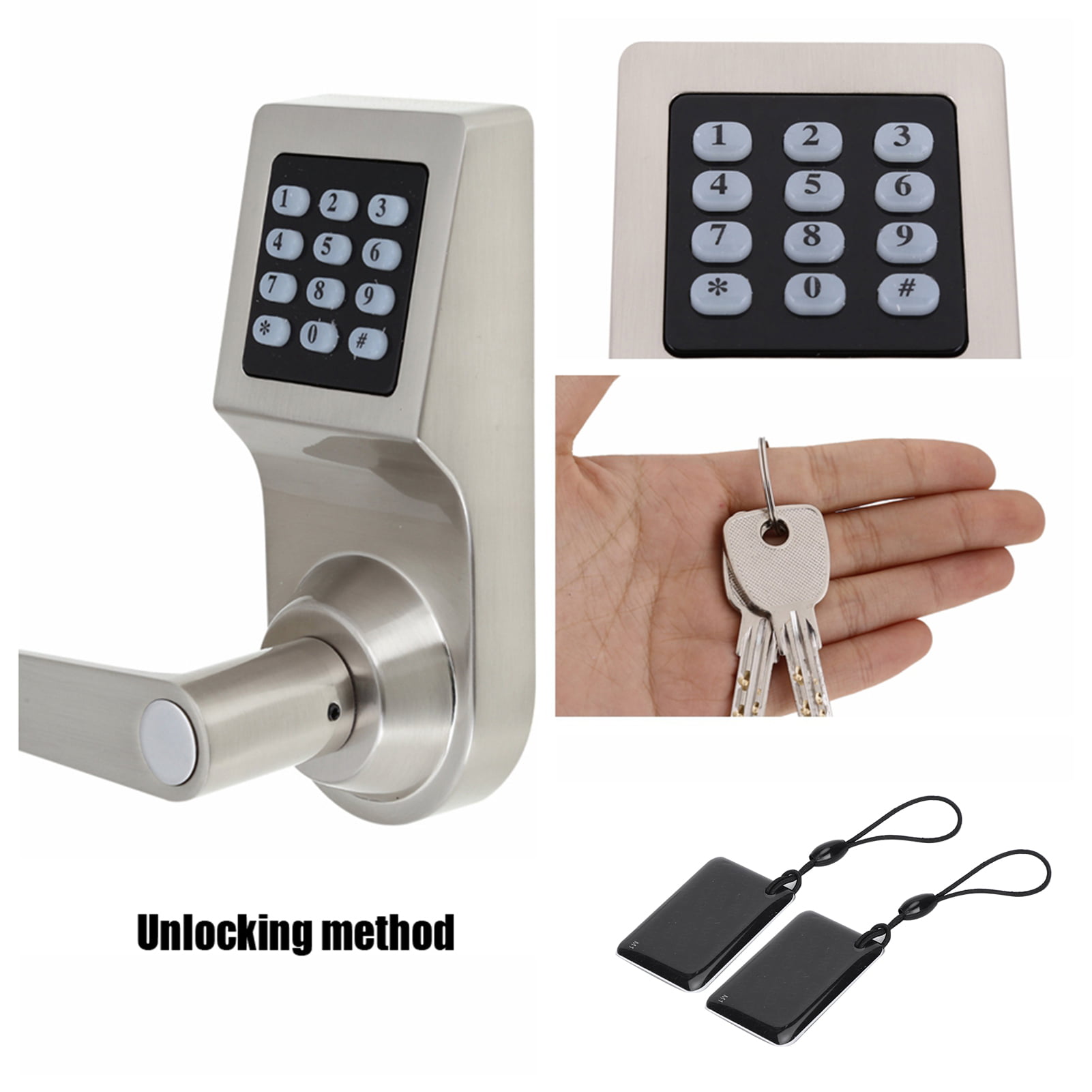 4 in 1 Password/Remote Control/Card/Mechanical Key Lock for Home Security Intelligent Door Lock Waterproof and Anti-theft Electronic Door Lock 