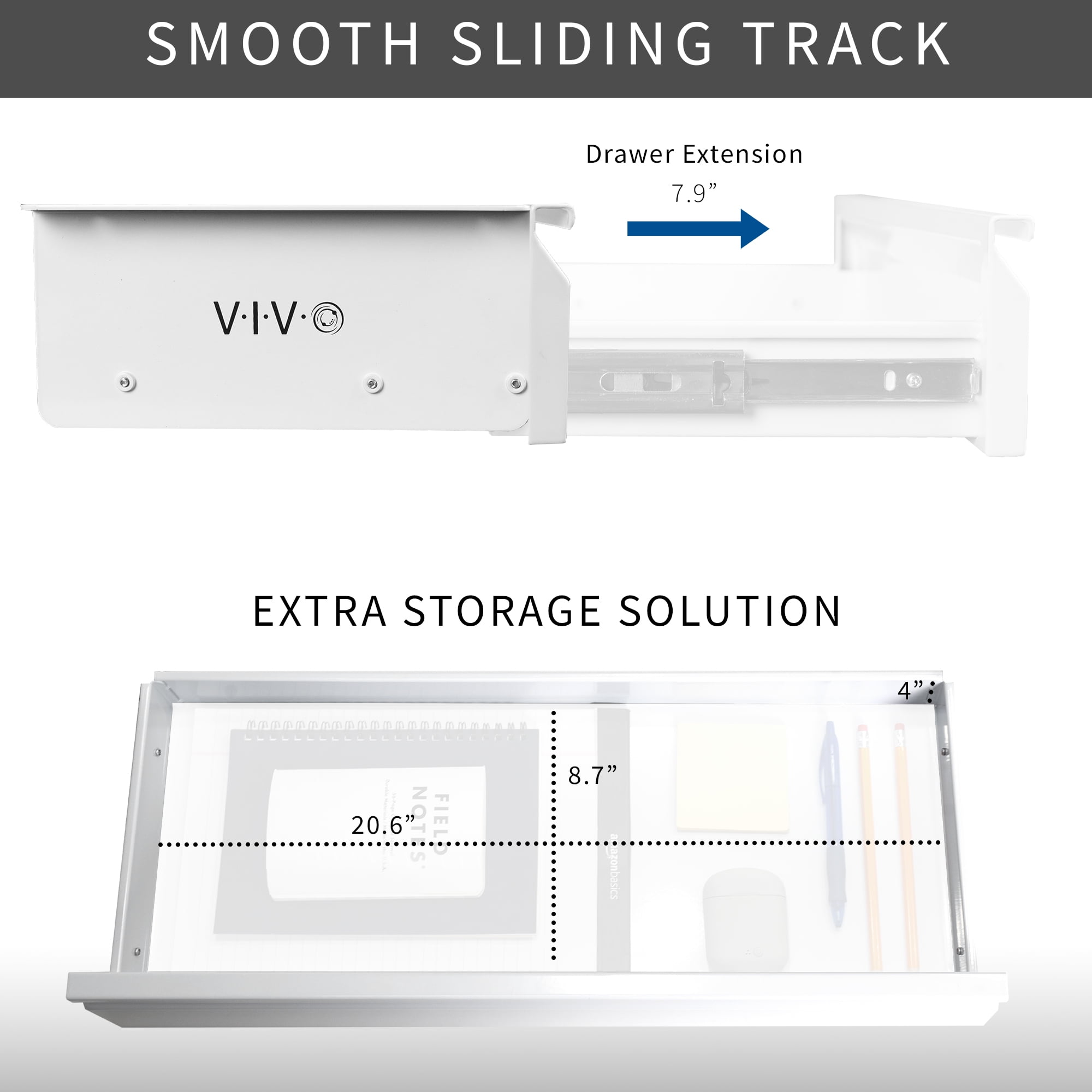 VIVO White Space Saving 22" Pull Out Under Desk Storage Drawer without Shell