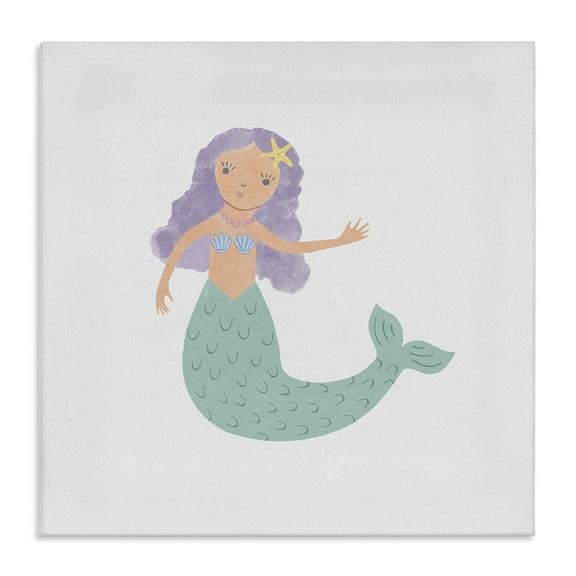 Stupell Industries Purple Hair Mermaid Fantasy & Sci-Fi Painting Wrapped Canvas Art Print Wall Art, 17 x 17