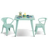 Costzon Kids Table and 2 Chair Set for Indoor/Outdoor Use, Steel Table and Stackable Chairs