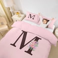thumbnail image 2 of Erosebridal Girls Purple Pink Flowers Duvet Cover Set,Floral Rose Personalized Initial M Bedding Full For Kids Teens,Pink Reversible,3-Piece,No Comforter, 2 of 5