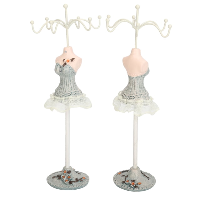 Jewelry Display Stand Princess Dress Necklace Jewelry Stand Holder, Model Dress Jewelry Display Stand Earring Necklace Hanging Hooks Stable Base Mannequin Necklace Display Stand