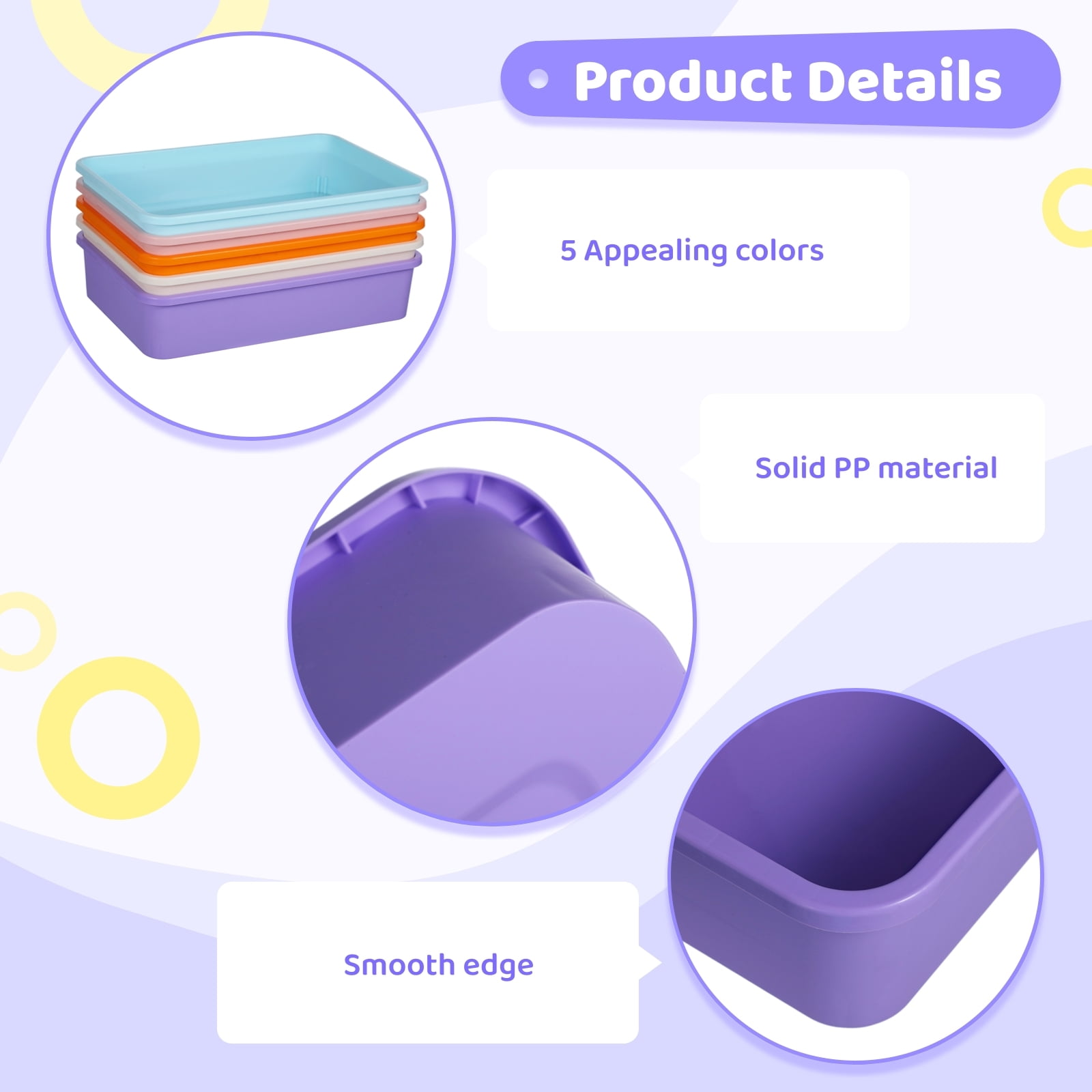 10 PCS Flat Storage Trays, Daily Items Organizer Bins Trays for Classroom Art Activity Plastic Stackable Trays File Organizers for School Office Teacher Book Organization