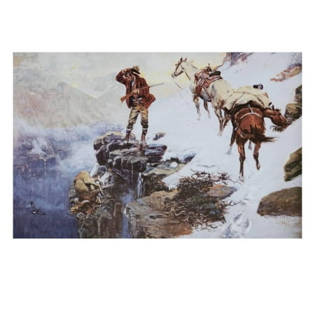 Western Art Painting (Meat's not Meat 'Til It's in the Pan Western Style Cowboy Winter Painting Print Wall Art By Charles Marion)