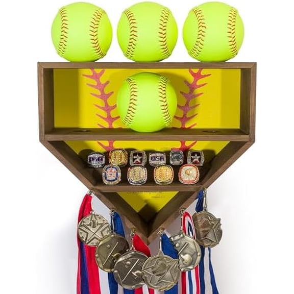 Softball Display Case, Dark Wood$$Storage