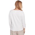 thumbnail image 2 of Alfred Dunner Womens Petite Split Neck Botanical Gold Foil Print Sweater, 2 of 4