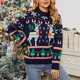 thumbnail image 4 of Suéter de punto de mujer Casual Elk Patrón de copo de nieve Cuello redondo Traje de vacaciones FLhrweasw Nuevo, 4 of 8
