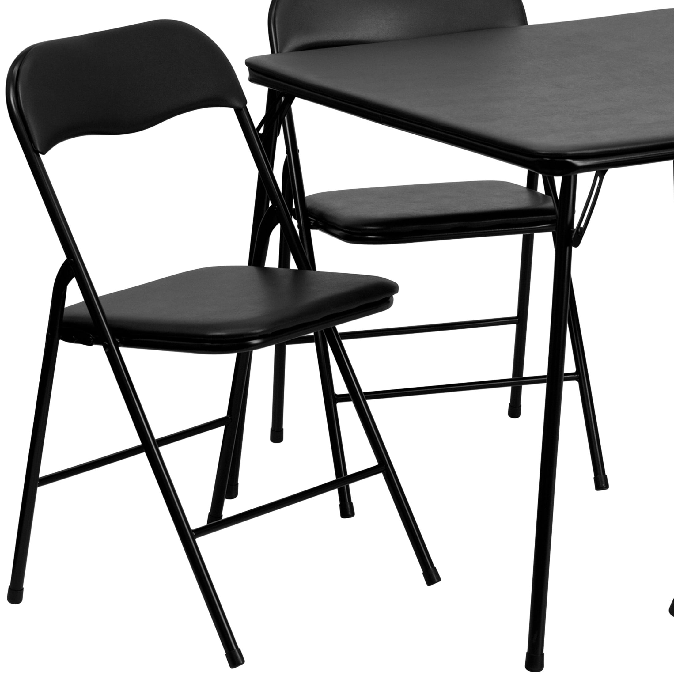 Emma + Oliver 5 Piece Foldable Black Table and Padded Seats for