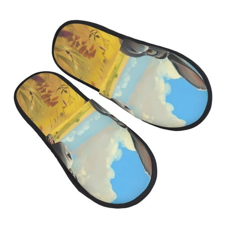 

Kdxio Funny Countryside Donkey Pattern Slippers for Women Memory Foam Fuzzy House Slippers Bedroom Non-slip Warm Womens Slippers