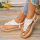 thumbnail image 5 of Sandalias Planas con Correas de Tobillo Floral Toe Post Espadrilles, Sandalias Planas de Mujer Toe Redondo Verano, 5 of 9