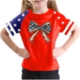 thumbnail image 1 of T-Shirt à Manches Courtes pour la Fête de l'Indépendance pour Garçons et Filles, Col Rond, Imprimé Coloré, Mélange Polyester-Spandex Doux, Respirant, Tenue Quatre Saisons, 1 of 4