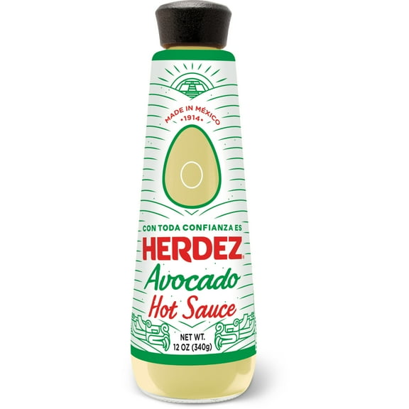 HERDEZ Avocado Hot Sauce, Taco Topping, Shelf Stable, 12 oz Glass Bottle