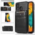 thumbnail image 3 of Asuwish Compatible with Samsung Galaxy A20 A30 Wallet Phone Case Tempered Glass Screen Protector and Wrist Strap Ring RFID Card Holder PU Leather Cell Cover for M10s A 30 20A SM A205G Women Black, 3 of 16