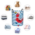 thumbnail image 4 of Zufioo Red Funny Crab on Blue Stripe Print Round Dirty Clothes Basket, Waterproof Standing Dirty Clothes Bag, Suitable for Home, Bathroom, Car Trunk-Medium, 4 of 6