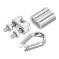thumbnail image 1 of Unique Bargains 5/32' Wire Rope Kit, 24 Pack M4 Stainless Steel Thimbles & Clamps Crimping Loop, 1 of 7