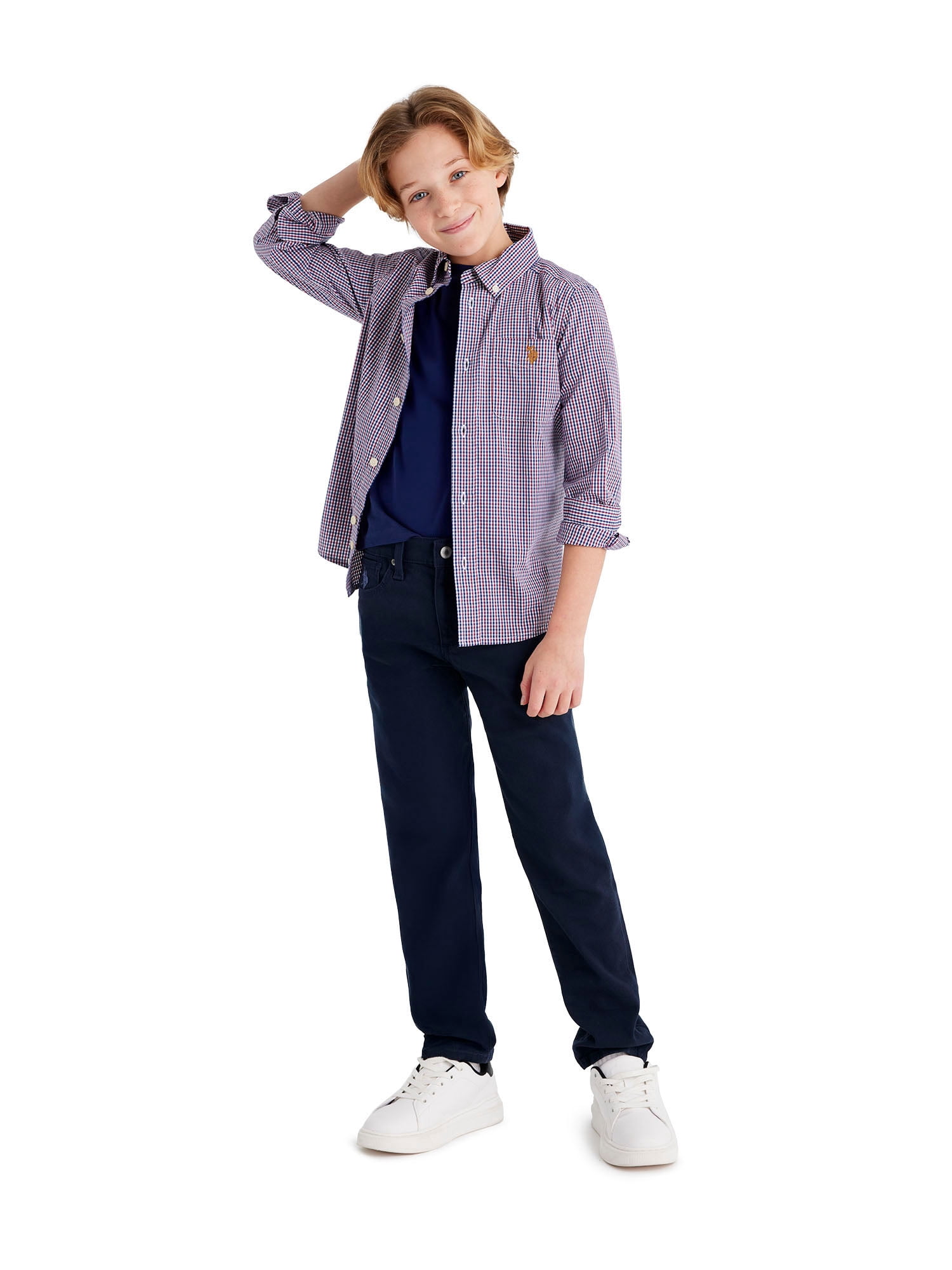 U.S. Polo Assn. Boys Stretch Twill 5-Pocket Straight Fit Pant, Sizes 4-18