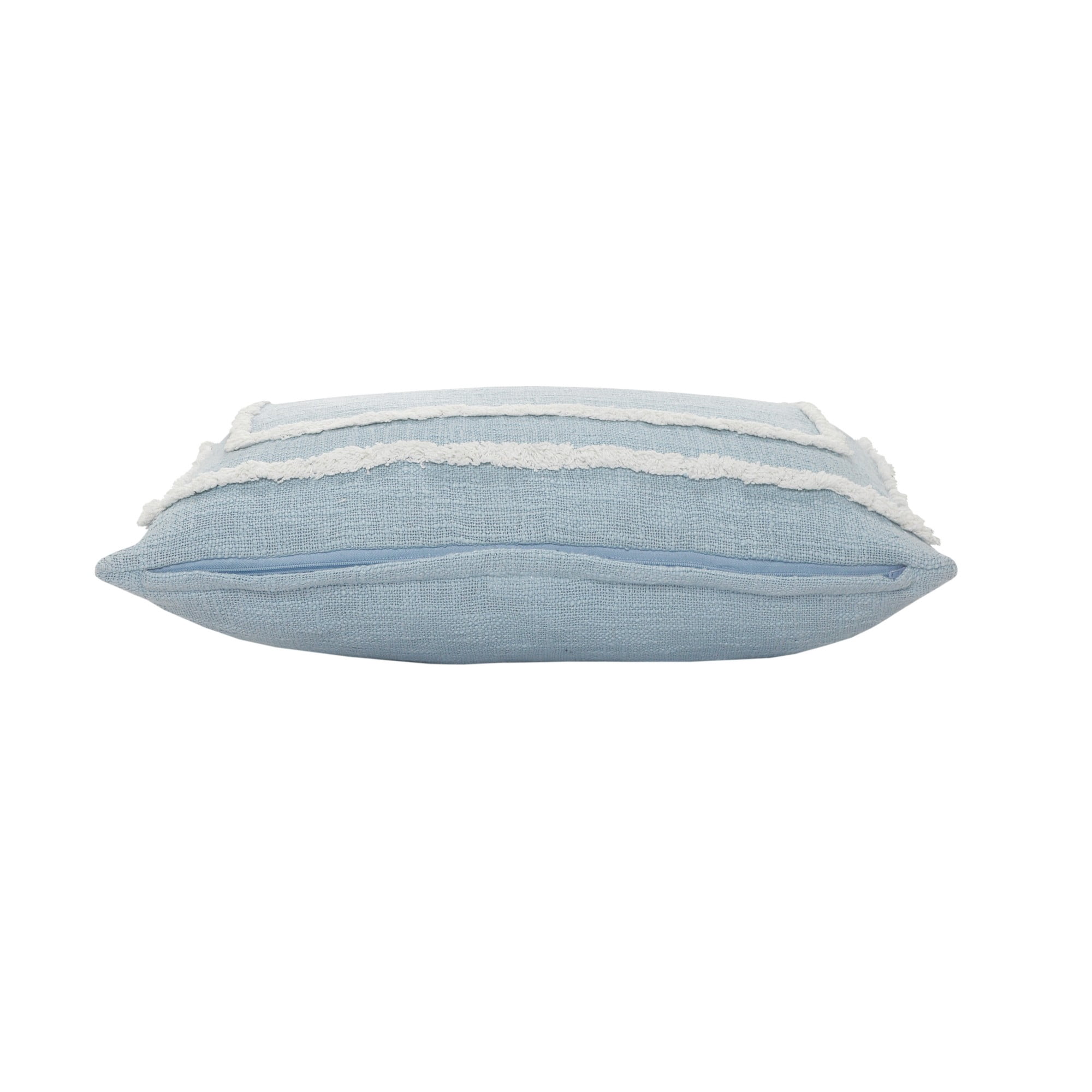 Laddha Home Designs Geometric Bordered Loomed Rectangular Cotton Lumbar Pillow Cover - 24" - Sky