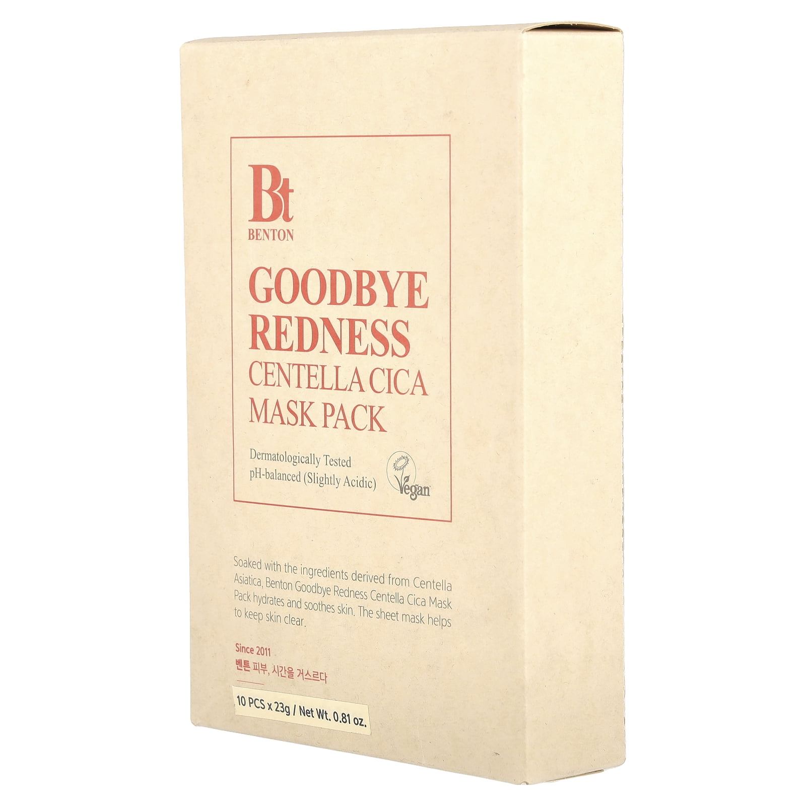 Benton Goodbye Redness Centella Mask Pack, 10 Masks