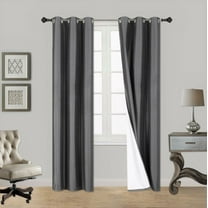 (SSS) 2-PC Charcoal Solid Blackout Room Darkening Panel Curtain Set, Two (2) Window Treatments of 37" Wide x 84" Length Each Panel