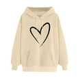 thumbnail image 2 of Awdenio Womens Sweatshirt Loose Fit Long Sleeve Love Print Drawstring Hooded with Pocket Valentine's Day ,Size 2XL, 2 of 5