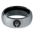 thumbnail image 2 of Tungsten Trident Spear Weapon Band Ring 8mm Men Women Comfort Fit Black Dome Brushed Gray Polished, 2 of 4