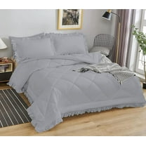 DNG Creations 5 Piece Ruffle Diamond Comforter All Season 550 GSM Twin/Twin XL Size - 800 Threads Count, 100% Egyptian Cotton Solid Silver Colour