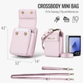 thumbnail image 4 of ELEHOLD Universal Mini Bag Wallet Phone Case, Luxury PU Leather RFID Blocking Card Holder Magnetic Snap Mini Bag Wallet Phone Case with Strap for Samsung Z Flip 7/6/5/4/3 Moto Razr/Air Pods,Pink, 4 of 11