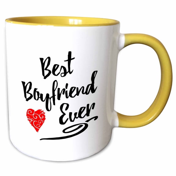 3drose, Best Boyfriend Ever Design, 11oz Two-tone Yellow Mug