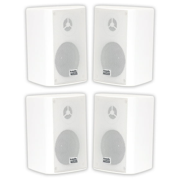 Acoustic Audio AA351W Outdoor Speakers Passive Mountable 2-Way White 4 Pack