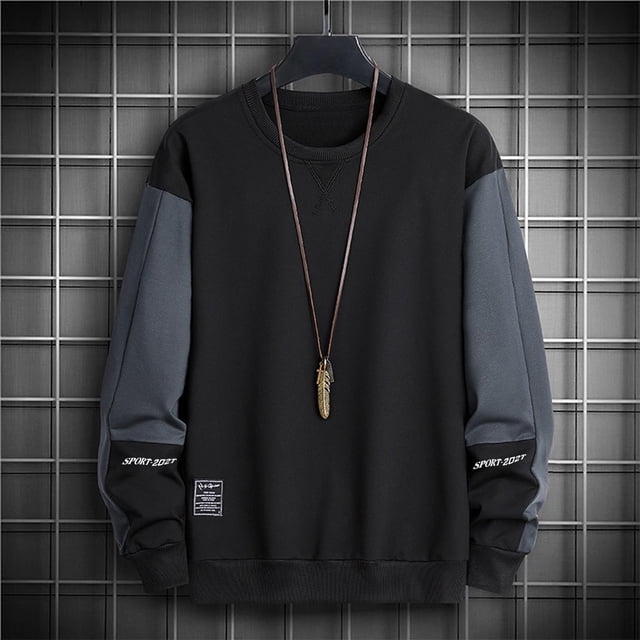 Blusas y camisas de manga larga y cuello redondo para hombre, moda informal, cómodas, lisas, holgadas, de manga larga y cuello redondo, sudaderas, blusa tipo pulóver para hombre, blusa de poliéster.