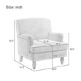 thumbnail image 7 of Hassch Classic Vintage Accent Armchair in Cream Linen Upholstery, Single Sofa Chair w/ Rolled Armrests and Solid Rubber Wood Legs, Easy to Assemble, 7 of 7