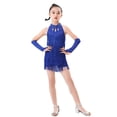 thumbnail image 6 of GYRATEDREAM Sequin Tassel Latin Dance Dress for Girls Fringe Figure Skating Jazz Dresses Ballroom Dancewear with Gloves, 6 of 9