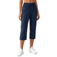 thumbnail image 2 of Rosvigor Plus Size Capris for Women High Waisted Drawstring Athletic Pants Quick Dry Hiking Travel Capris Pants with Pockets, 2 of 7