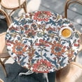 thumbnail image 2 of Red Blue Floral Round Tablecloth, Fitted Table Cover with Elastic for 55"-60" Round Tables, Modern Watercolor Flower Leaf Plant Table Cloth Outdoor Indoor Dinning Party Waterproof Tablecloths, 2 of 7