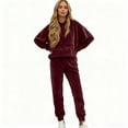 thumbnail image 5 of longantii Velour Lounge Sets for Women 2 Piece Velvet Tracksuits Jogging Hoodie Sweatsuits Soft Sports Leisure Jogger Outfit Wine XL, 5 of 5