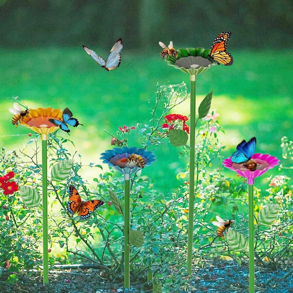 AOOOWER Freestanding Bird Bath for Outdoor Spaces Stake Metal Design Bird Feeding Station Large Tub Bird Feeding Bowl Metal
