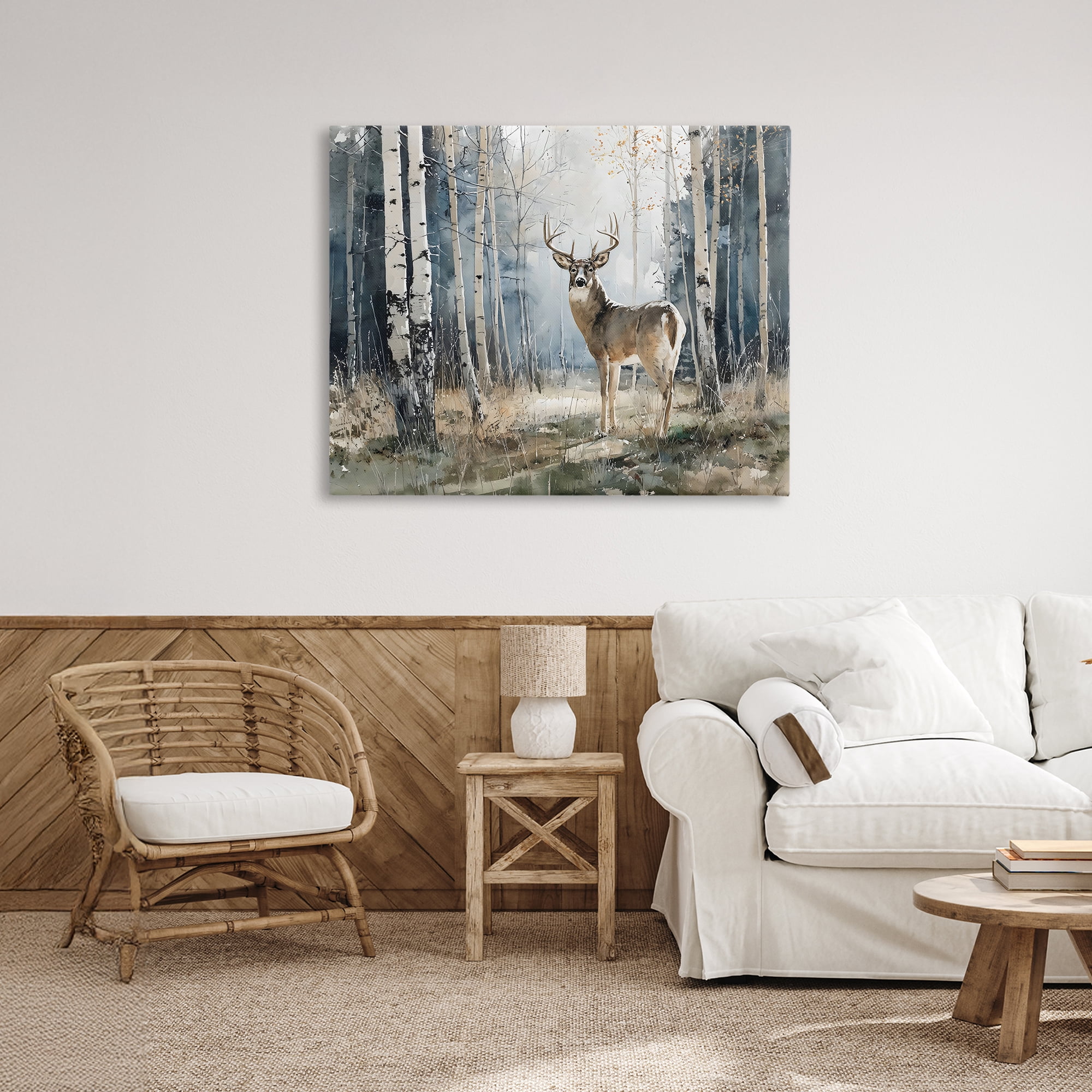 Stupell Industries Lone Stag in Birch Forest Canvas Wall Art, design by Franklyn Gregory